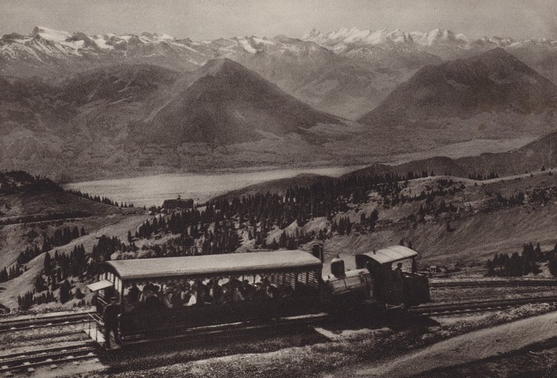 Bei Station Rigi Kulm (černobílá fotografie) od Jean Gaberell