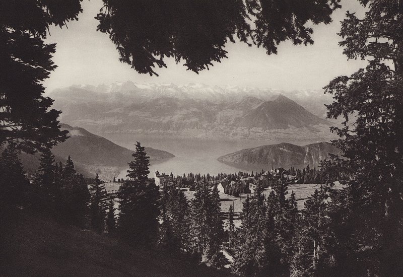 Rigi Kaltbad, výhled na Lucernské jezero (č/b foto) od Jean Gaberell