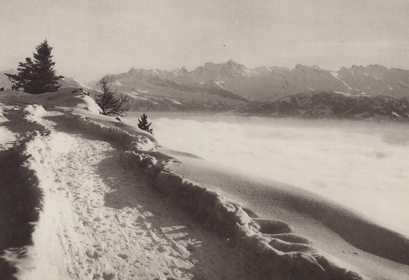 Rigi Kaltbad, slunečný zimní den (černobílá fotografie) od Jean Gaberell