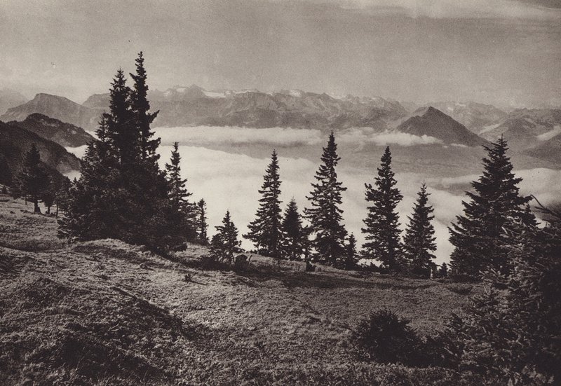 Procházka poblíž Staffel (černobílá fotografie) od Jean Gaberell
