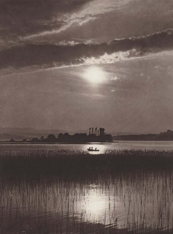 Švýcarsko: Curyšské jezero, večer (č/b foto) od Jean Gaberell
