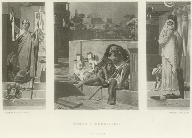 Homer žebrák (hlubotisk) od Jean Jules Antoine Lecomte du Nouy