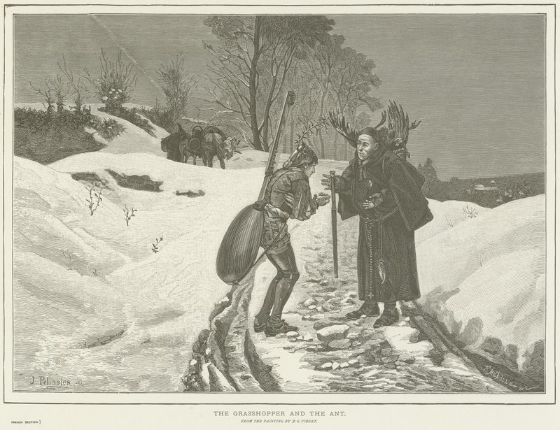 Kobylka a mravenec od Jehan Georges Vibert