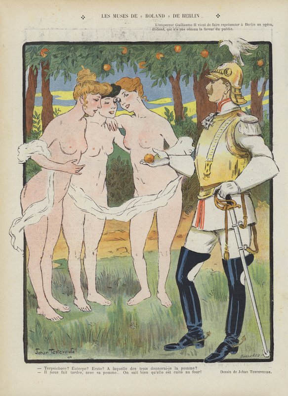 Múzy Rolanda Berlínského. Ilustrace pro Le Rire od Jehan Testevuide