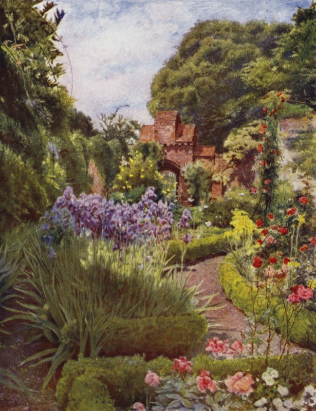 Fulham, brána mezi Walled Garden a Grounds (barevné lito) od Jessie MacGregor