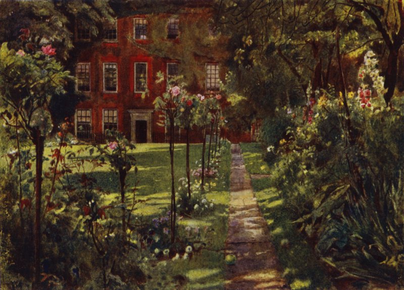 Walpole House, Pohled na dům a zahradu (barevné lito) od Jessie MacGregor