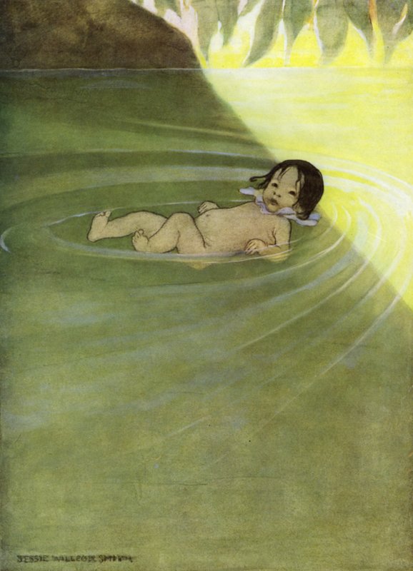 Ilustrace k filmu The Water Babies od Charlese Kingsleyho (barevné lito) od Jessie Willcox Smith