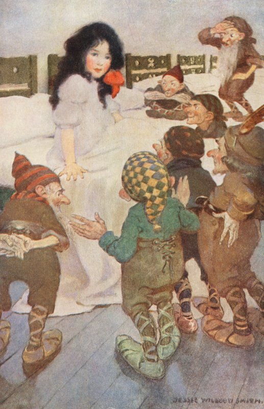 Sněhurka a sedm trpaslíků (barevná litografie) od Jessie Willcox Smith