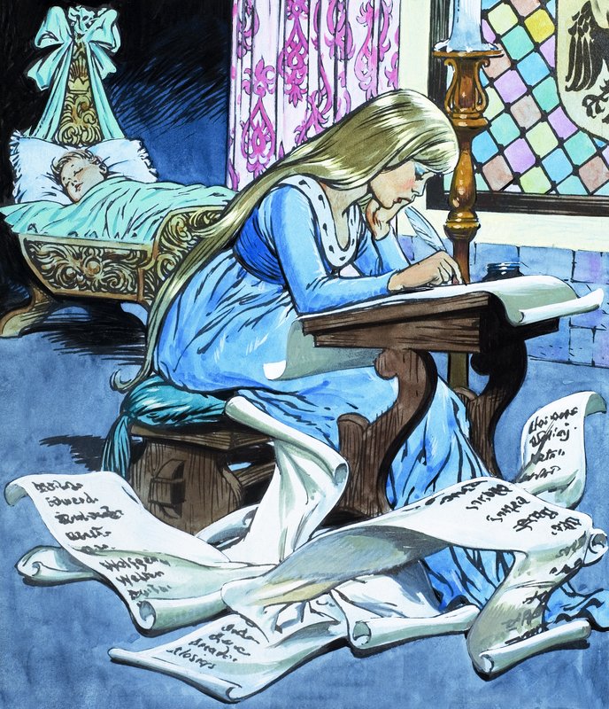 Mlynářova dcera a její syn z příběhu o Rumpelstiltskinovi od Jesus Blasco