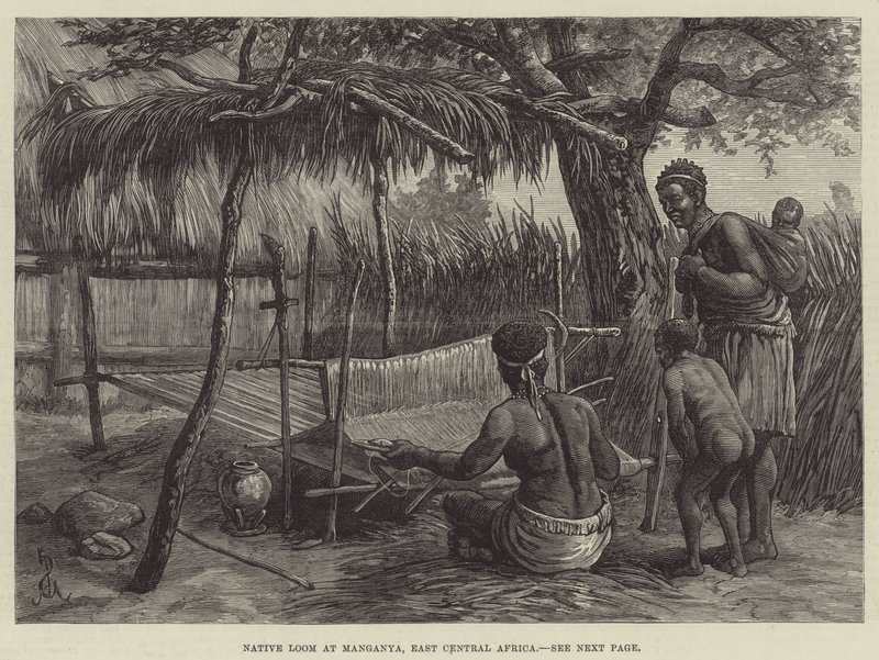 Domorodý tkalcovský stav v Manganyi, východní a střední Afrika od Johann Nepomuk Schonberg