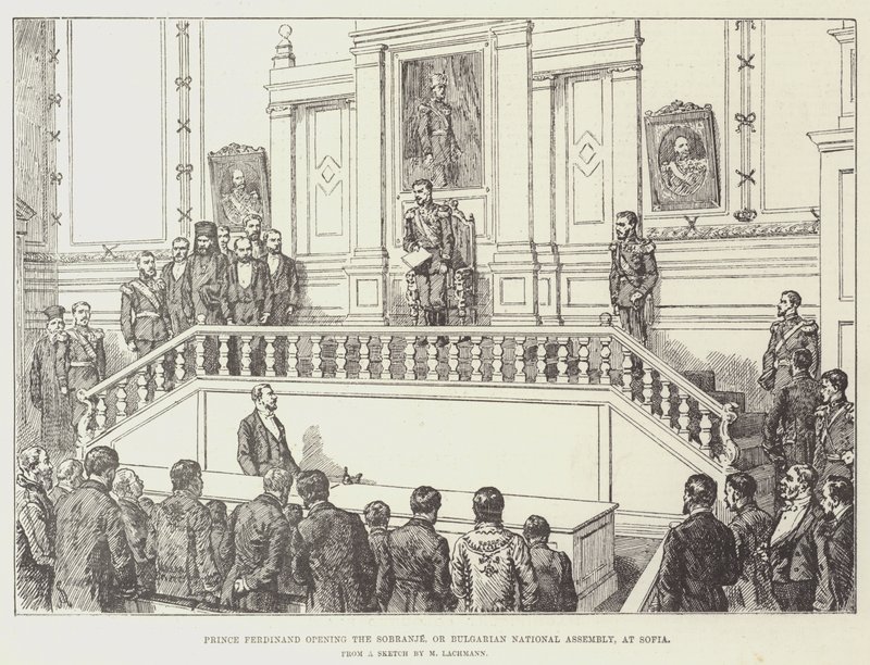 Princ Ferdinand otevírá Sobranje, neboli Bulharské národní shromáždění, v Sofii od Johann Nepomuk Schonberg