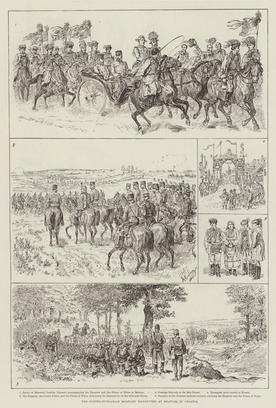 Rakousko-uherské vojenské manévry v Belovaru v Chorvatsku od Johann Nepomuk Schonberg