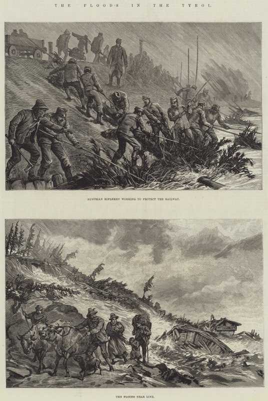 Povodně v Tyrolsku od Johann Nepomuk Schonberg