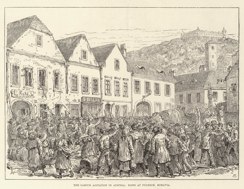 Dělnická agitace v Rakousku, nepokoje ve Fulnecku na Moravě od Johann Nepomuk Schonberg