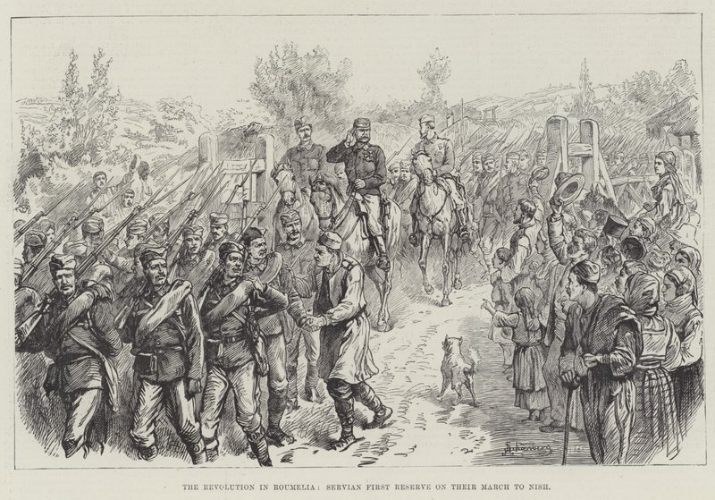 Revoluce v Roumelii, Servian First Reserve na jejich pochodu do Nish od Johann Nepomuk Schonberg