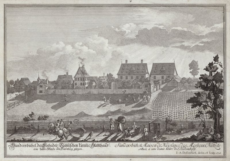Sundersbuhl, sídlo rodiny Nutzelů, nedaleko Norimberku od Johann Adam Delsenbach