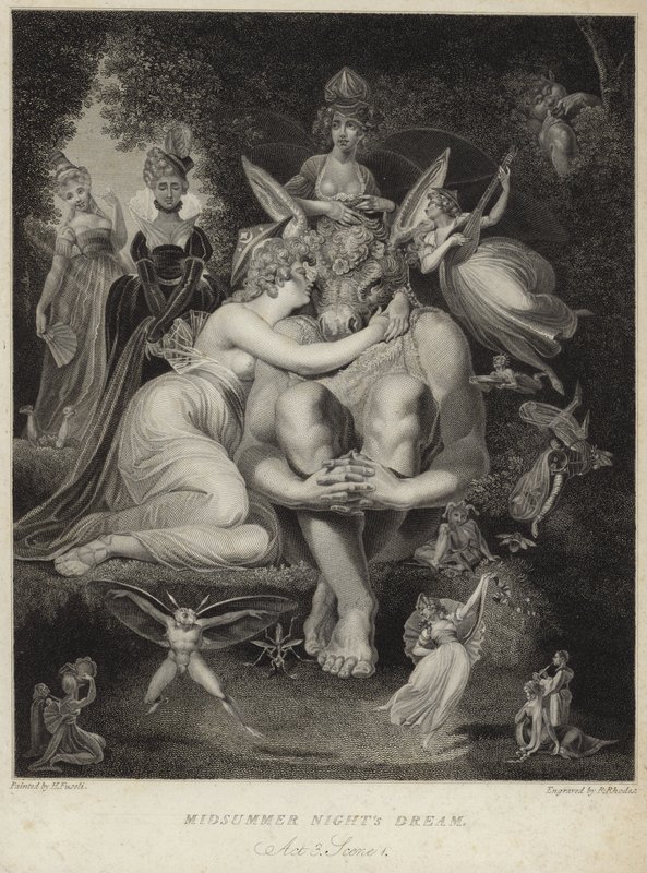 Titania líbající spodní část ve Snu noci svatojánské od Johann Heinrich Füssli