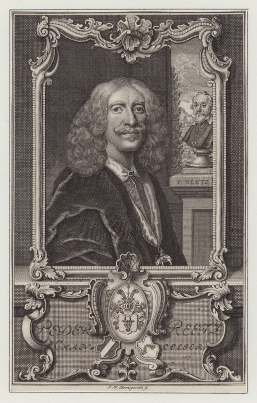 Peder Reedtz , dánský politik a velvyslanec (rytina) od Johann Martin Bernigeroth