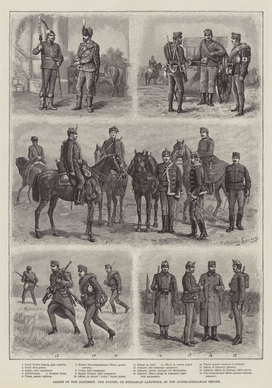 Armády kontinentu, honvédský nebo maďarský Landwehr, rakousko-uherské říše od Johann Nepomuk Schonberg
