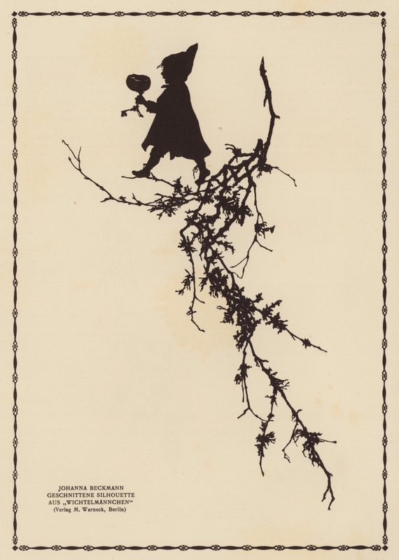 Silueta skřítka (litografie) od Johanna Beckmann