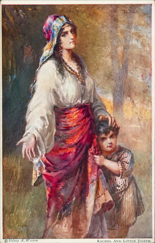 Ráchel a malý Josef (barevná litografie) od Johannes Adolf Tillack