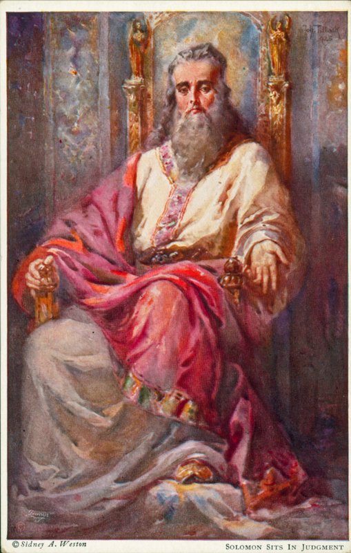 Šalamoun sedí u soudu (barevná litografie) od Johannes Adolf Tillack