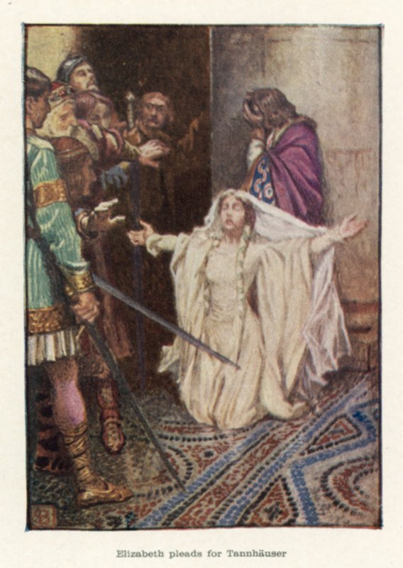 Elizabeth se přimlouvá za Tannhausera od John Byam Liston Shaw