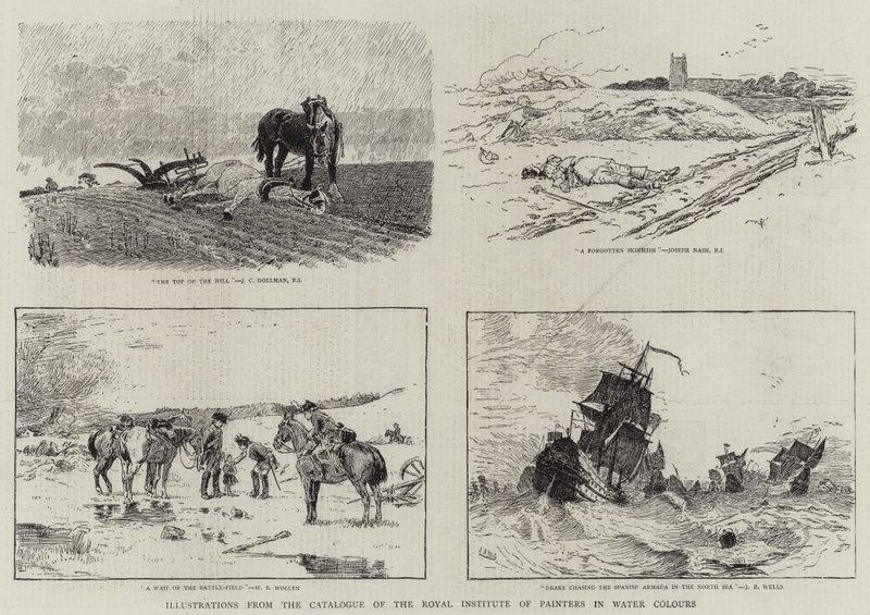 Ilustrace z katalogu Královského institutu malířů ve vodových barvách od John Charles Dollman
