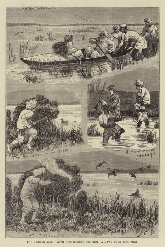 Afghánská válka s Bombajskou divizí, denní střelba na kachny od John Charles Dollman