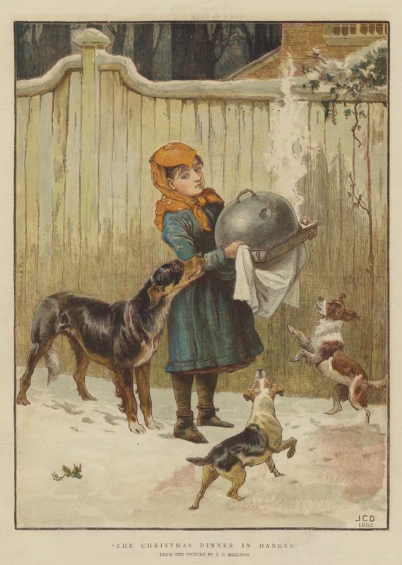 Vánoční večeře v nebezpečí (chromolitho) od John Charles Dollman