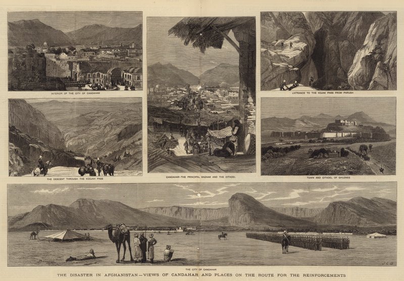 Katastrofa v Afghánistánu, pohledy na Candahar a místa na cestě pro posily od John Charles Dollman
