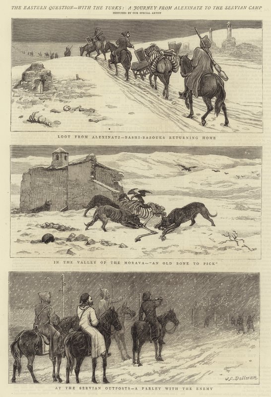 Východní otázka, s Turky, cesta z Alexinatz do tábora Servian od John Charles Dollman