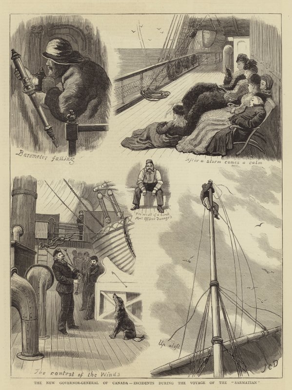 Nový generální guvernér Kanady, Incidenty během plavby Sarmatian od John Charles Dollman