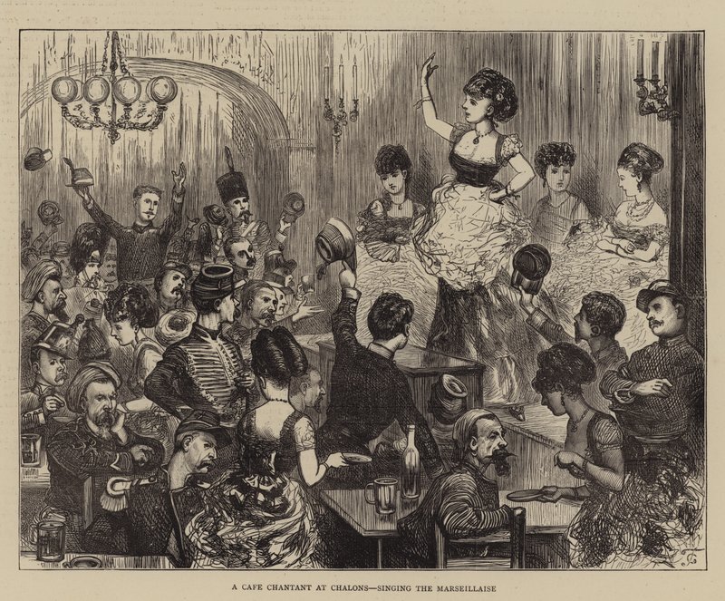 Cafe Chantant v Chalons, zpívající Marseillaise od John Charlton