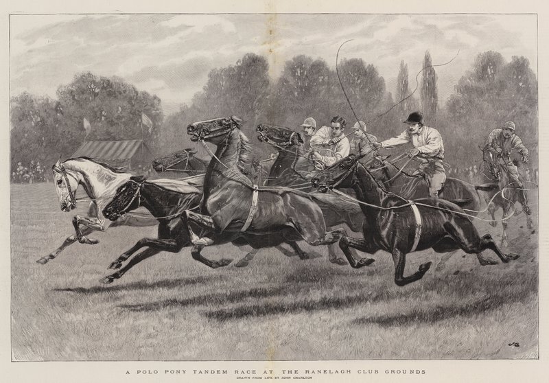 Tandemový závod Polo Pony v areálu klubu Ranelagh od John Charlton