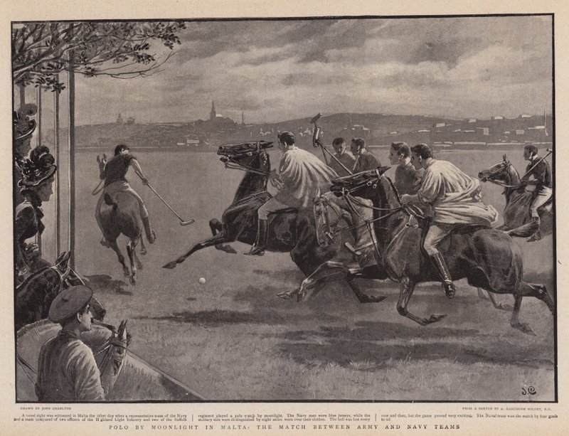 Polo by Moonlight na Maltě, zápas mezi týmy armády a námořnictva od John Charlton