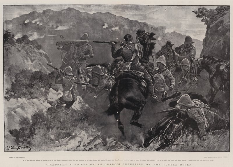 Na řece Tugela byl uvězněn hlídač předsunuté základny překvapený od John Charlton
