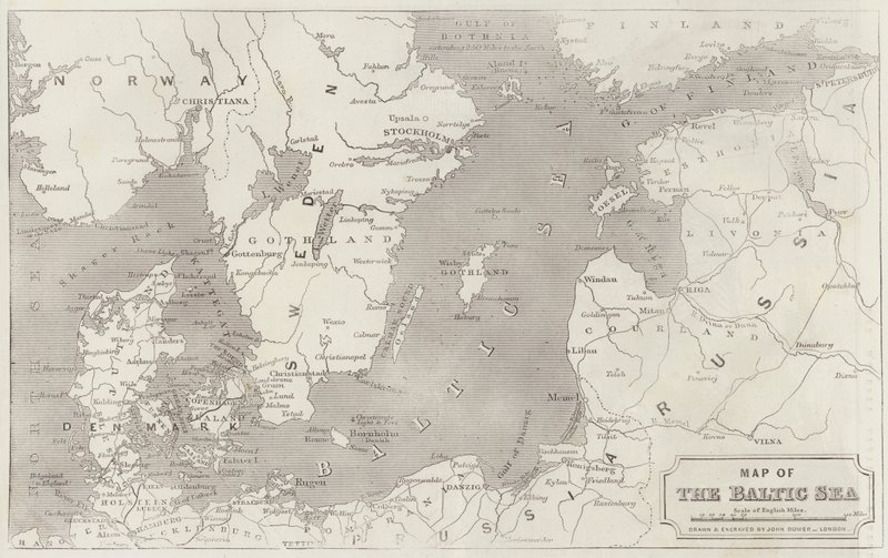 Mapa Baltského moře od John Dower