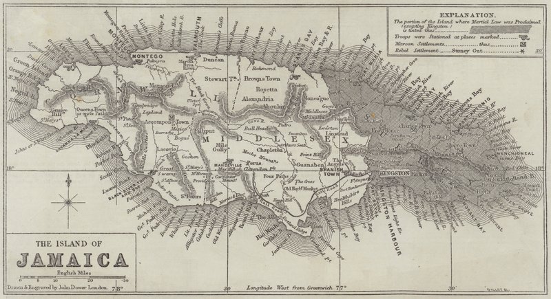 Mapa ostrova Jamajka od John Dower