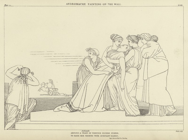 Andromache omdlévající na Zdi od John Flaxman