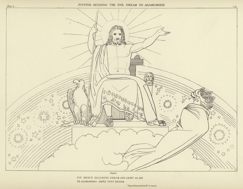 Jupiter posílá Zlý sen Agamemnonovi od John Flaxman