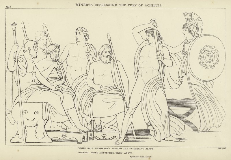 Minerva potlačuje zuřivost Achilla od John Flaxman