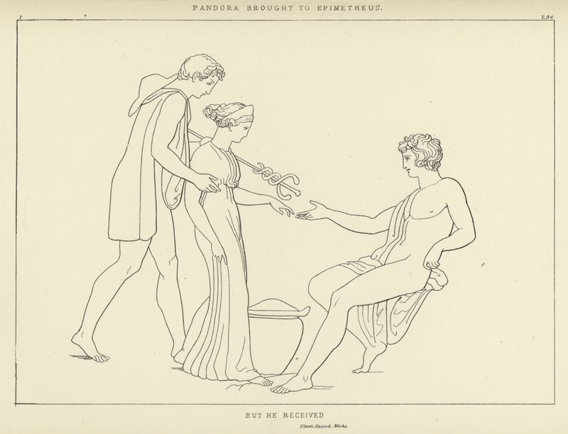 Pandora přinesla Epimetheovi od John Flaxman