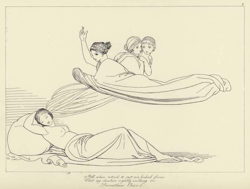 Prometheus připoutaný od John Flaxman