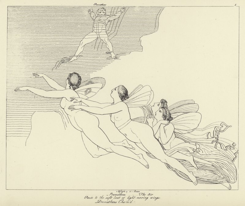 Prometheus připoutaný od John Flaxman