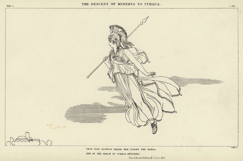 Sestup Minervy do Ithaky od John Flaxman