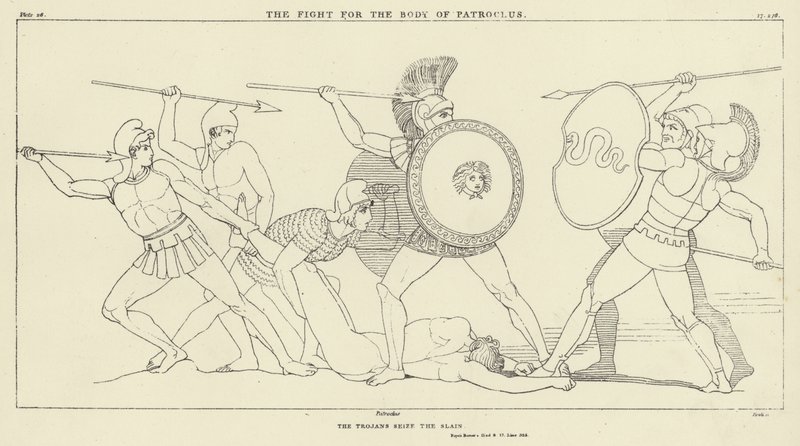 Boj o tělo Patrokla od John Flaxman