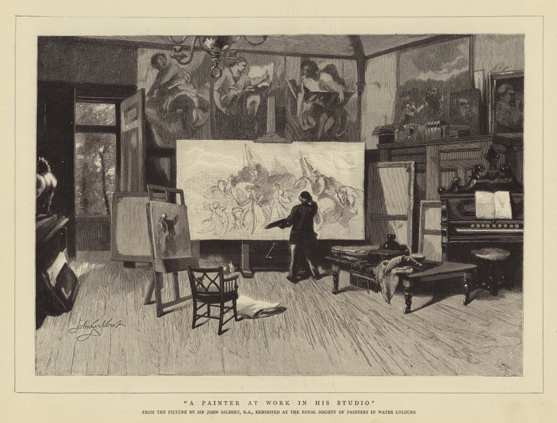 Malíř při práci ve svém ateliéru od John Gilbert