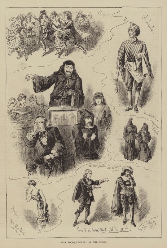 Les Mousquetaires v divadle Globe od John Jellicoe