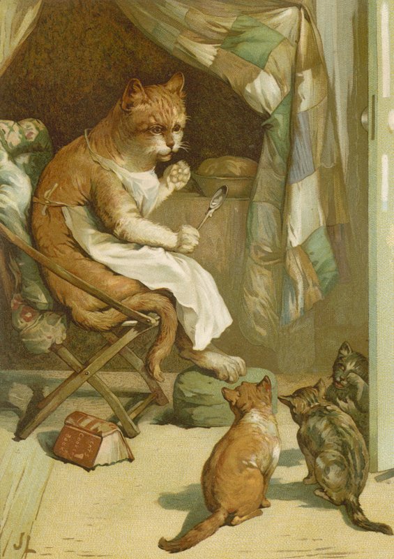 Tři koťata (chromolitho) od John Lawson